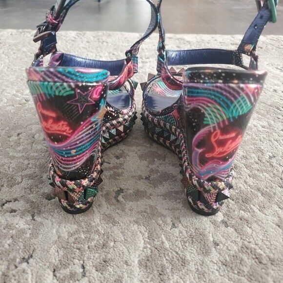 Christian Louboutin Pyraclou 110 Patent Starlight Wedge Christian Louboutin Pyraclou 110 Patent Starlight Wedge