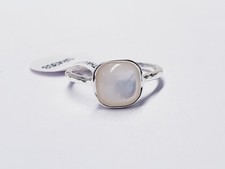 Sterling Silver Square Mother of Pearl MOP Statement Textured Ring SIZE 8
