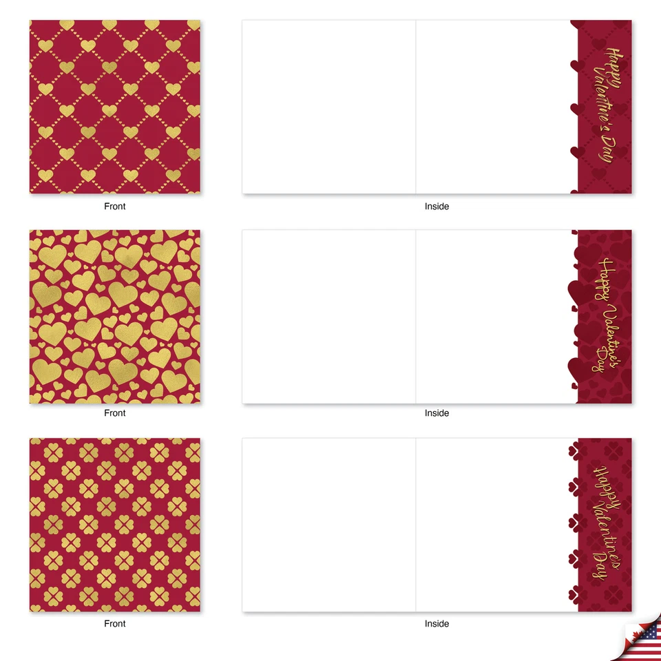 10 Valentine's Day Note Cards Bulk - Red and Gold All Over MQ5666VDG-B1x10 - Image 4 of 4