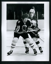 John Wensink & Pat Hickey c. 1970's Press Original Photo Boston Bruins Rangers
