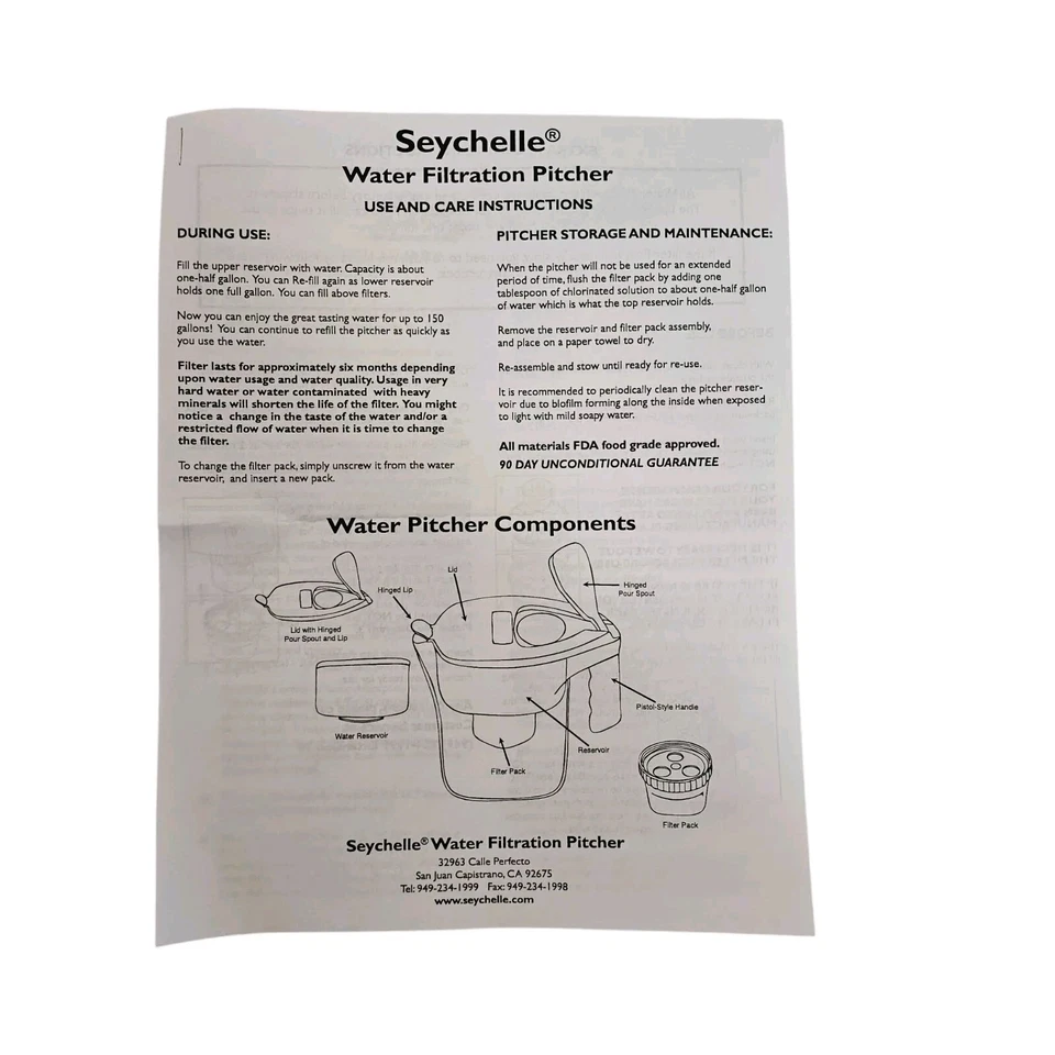Seychelle Water Filtration Family Water Pitcher & Alkaline Filter Original New - Image 3 of 4
