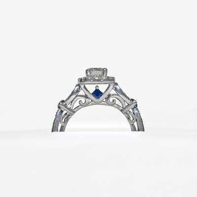 Vera Wang 1CT Diamond Halo Engagement Wedding Ring Bridal Set 14K White Gold 