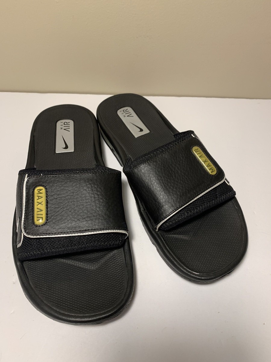 2000s RARE Nike AIR MAX MORAY SLIDES Black and Blue Air Slide Sandals Nike Slides Sandals VINTAGE Y2K Men main image 3