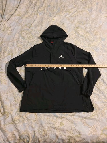 Vtg Nike Air Jordan Spellout Hooded Windbreaker Jacket Zip Black & Nike pants M - Picture 3 of 10