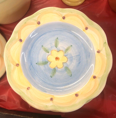 Salute Ceramic Scalloped Salad/dessert Plates Set Of 4 Dishes New