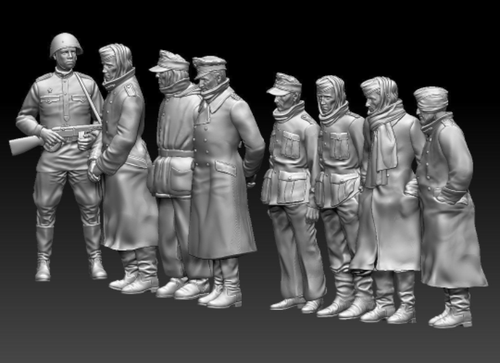WwII German Prisoners Soldiers 8 Figures 1/35 Scale Models Kits Resin Printed - Photo 5/7