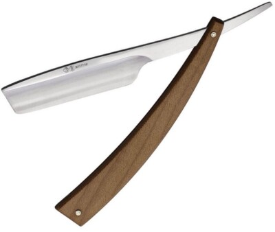 Dovo Edo Folding Knife 3.25'' Carbon Steel Straight Razor Blade Maple Wood Handle