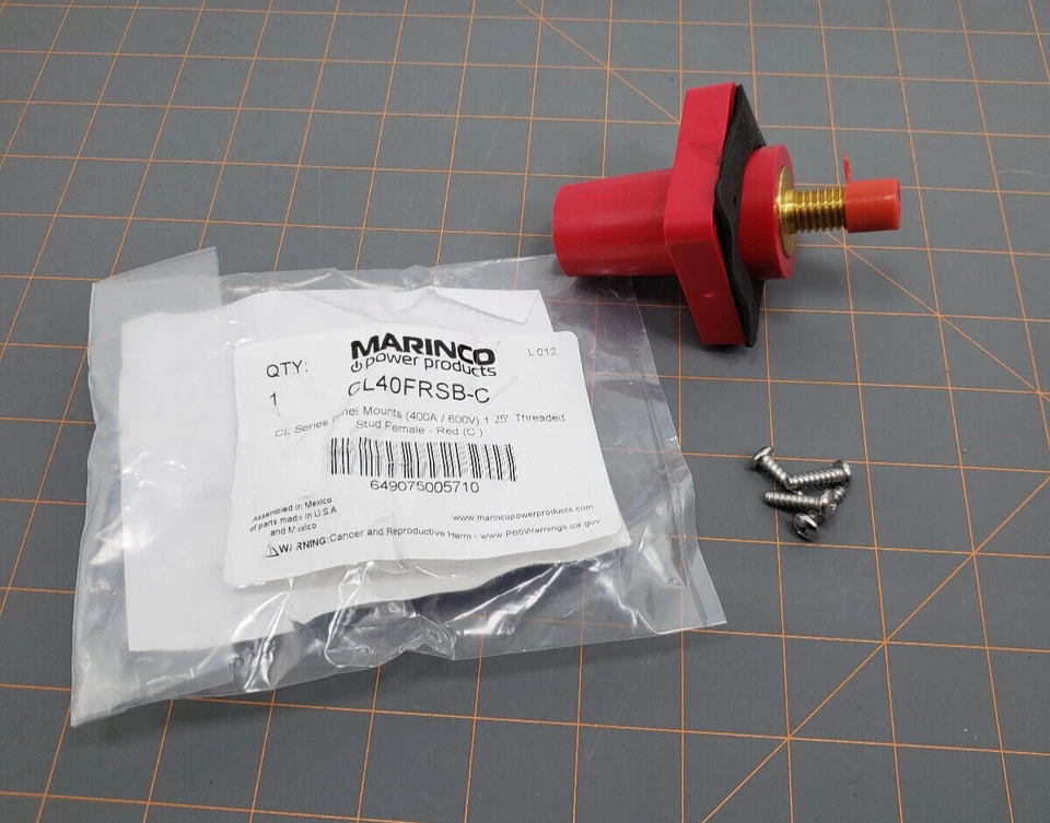 CL40FRSB-C Panel Mount, 400A 600V, 1-1/4" threaded stud, Female - Red (C) - Image 3 of 3