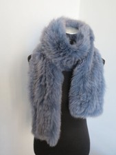 Knitted 100 real fox fur scarf /cape /wrap shawl 165 18 cm women's cape blue