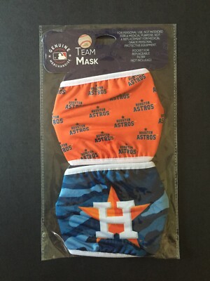 Houston Astros 2 Pack Adult Cloth Face Mask Covering -50% Off SRP-FREE S&H