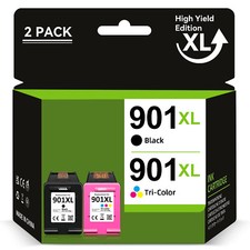 2PK 901 XL Ink Cartridge For HP 901 Officejet 4500 J4500 J4540 J4550 J4580 J4600