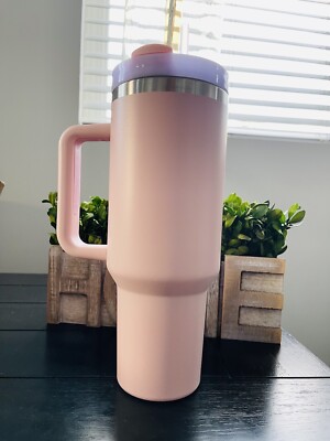 40oz Insulated Stainless Steel Tumbler with Lid handle straw, Vacuum Mug(Pink)