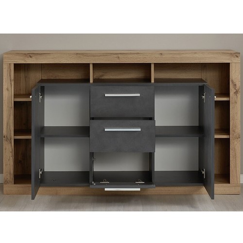 trendteam TV-Sideboard TV-Unterteil HiFi Fernsehtisch anthrazit braun 150 x 90cm - Bild 2 von 2
