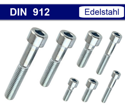 Zylinderschrauben DIN 912 - M3 M4 M5 M6 - Edelstahl V2A - Zylinderkopf
