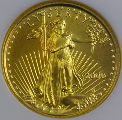 2000 $5 Gold American Eagle 1/10oz--NGC MS70