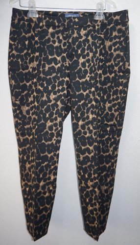 Old Navy Black Tan Harper Stovepipe Pants Womans Sz 10 Brown Leopard - 第 1/4 張圖片