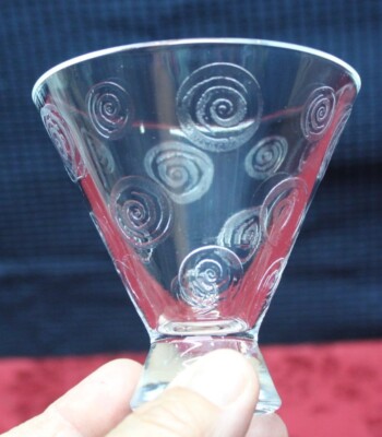 Set of 2 MCM Hypnotic Tapered Embossed Swirl Stemless Martini Cocktail Glasses