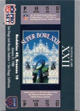 1990 Pro Set Super Bowl Ticket Replica #22 SB XXII Ticket