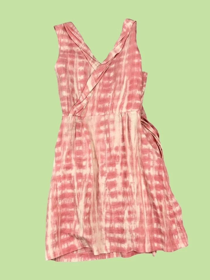 Vestido envolvente CALYPSO ST. BARTH talla XS mezcla de lino tie dye rosa coral costero Foto 4 de 4