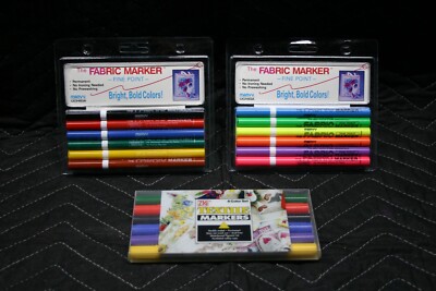 Marvy Uchida & ZIG Fabric/Textile Markers Fine Point Lot of 3