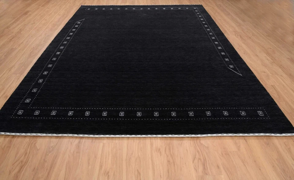 9' x 12' Farmhouse Black Gabbeh Rug Bedroom Soft Pile Carpet ,Oversize Charcoal - Image 2 of 4