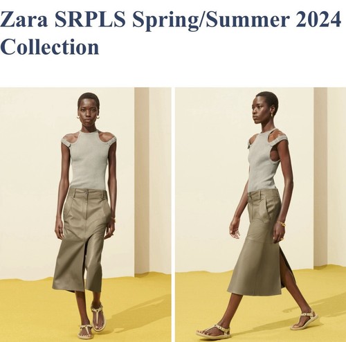 Zara SRPLS Military streetwear MIDI 100% LEATHER SKIRT MIDI ECHT LEDER ROCK - Bild 16 von 18