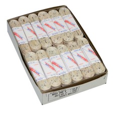 Pudełko 36 par sznurowadeł do łyżek na lodzie lub rolkach 96" kremowe z niebieską plamą