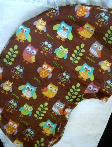 Brown Multi Color Owl Print Nursing Pillow Cover - Picture 2 of 4