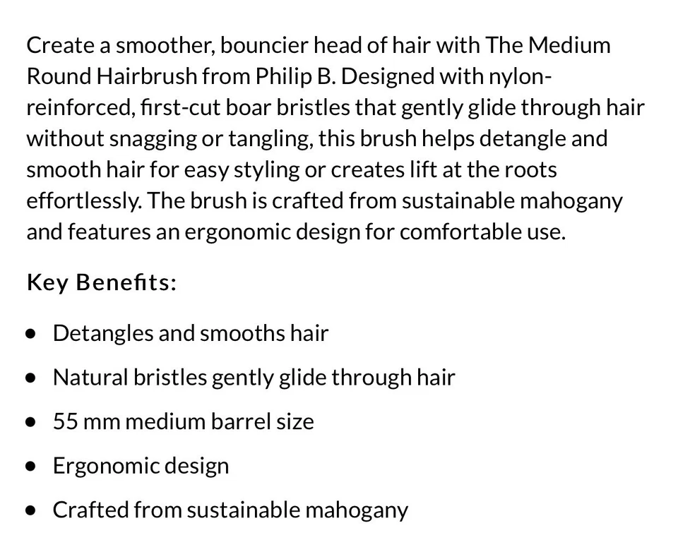 Philip B Med 55mm Brush (Polished Mahogany Handle Boar Bristles - Image 2 of 2