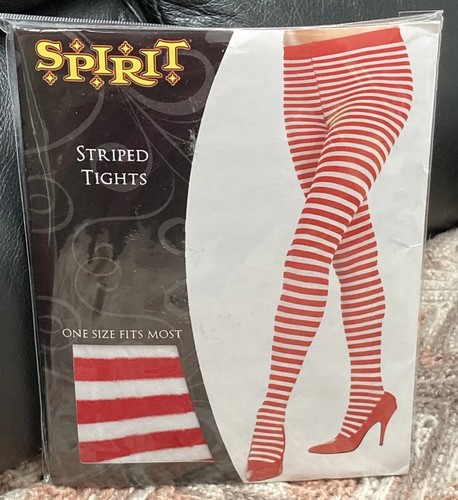 WOMEN’S “STRIPED TIGHTS” -RED/WHITE/ONE SIZE