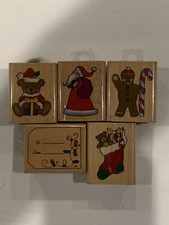 Wooden Christmas Stamp Lot-Set of 5