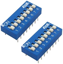2 Pack DIP Switch with 8 Switches, 16-Pin, SPST, Blue Color, 0.85"×0.38"×0.23"