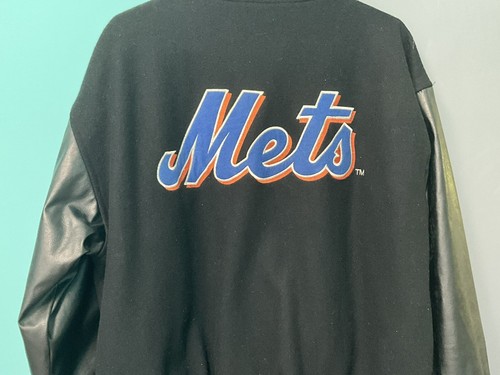 NEW YORK METS VINTAGE WOOL PVC/LEATHER BOMBER JACKET M JH DESIGNS - Picture 11 of 15
