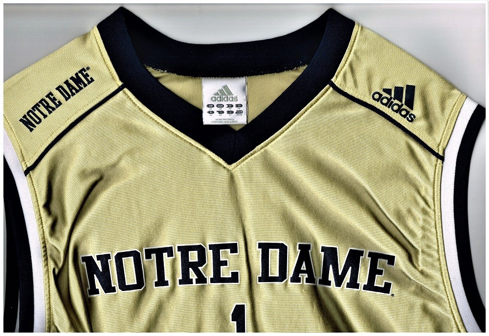 NOTRE DAME FIGHTING IRISH #1 GOLD COLLEGE BASKETBALL Adidas NCAA