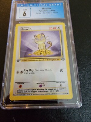 1999 Pokemon Jungle 1st Edition 56/64 Meowth EX NM CGC 6 | eBay