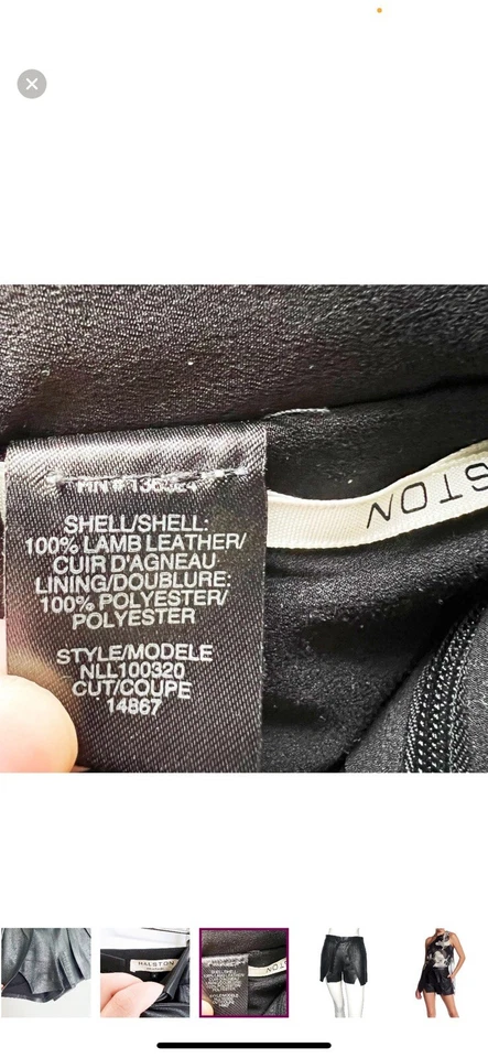 Pantalones cortos de cuero de cordero Halston Heritage talla 14 Foto 4 de 4