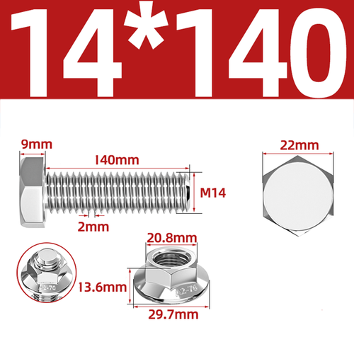 304 Stainless Hex Flange Bolts With Free Serrated Flanged Nuts M10 M14 M16 M20 - Picture 81 of 138