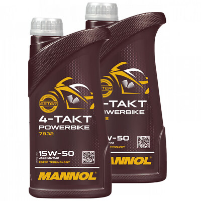 2x 1 Liter 15W-50 MANNOL 4- Takt Motoröl Powerbike API SM Motoren Motor Öl Oel