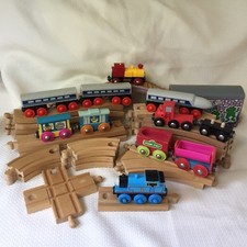 39 Pcs Wood Railroad Track Cars Lot Brio Thomas Sesame Street Magnetic Vtg