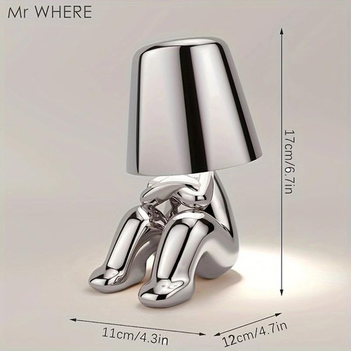 Thinker Statue Bedside Lamp, Cordless Touch Control Table Lamp,Recharging 3 C... - Picture 7 of 8