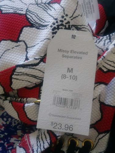 Traje de baño Time and Tru para mujer Poppy Garden con cordones Top mediano rojo cereza nuevo - Imagen 5 de 6