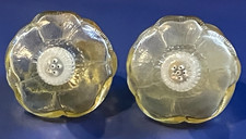 Vtg Czechoslovakia Flower/Poppy Salt & Pepper Shakers, Czech Yellow Glass - Rare