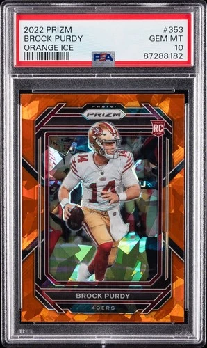 2022 PANINI PRIZM ORANGE ICE #353 BROCK PURDY ROOKIE RC PSA 10