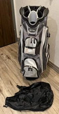 Naples Bay Gray/White Cart Golf Bag w/ Rain Cover & 15-Way Club Divider