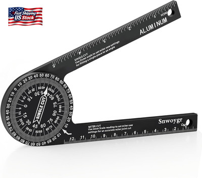 7 Inch Aluminum Miter Saw Protractor, Professional Angle Measuring Tool, Comes w