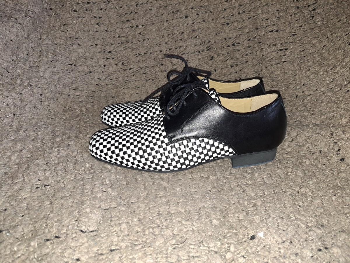 NUEVA EPOCA-Cordova-Woven Black/White Leather Dance Shoes-Sz 6.5UK/8US-NWOB NUEVA EPOCA-Cordova-Woven Black/White Leather Dance Shoes-Sz  main image 4