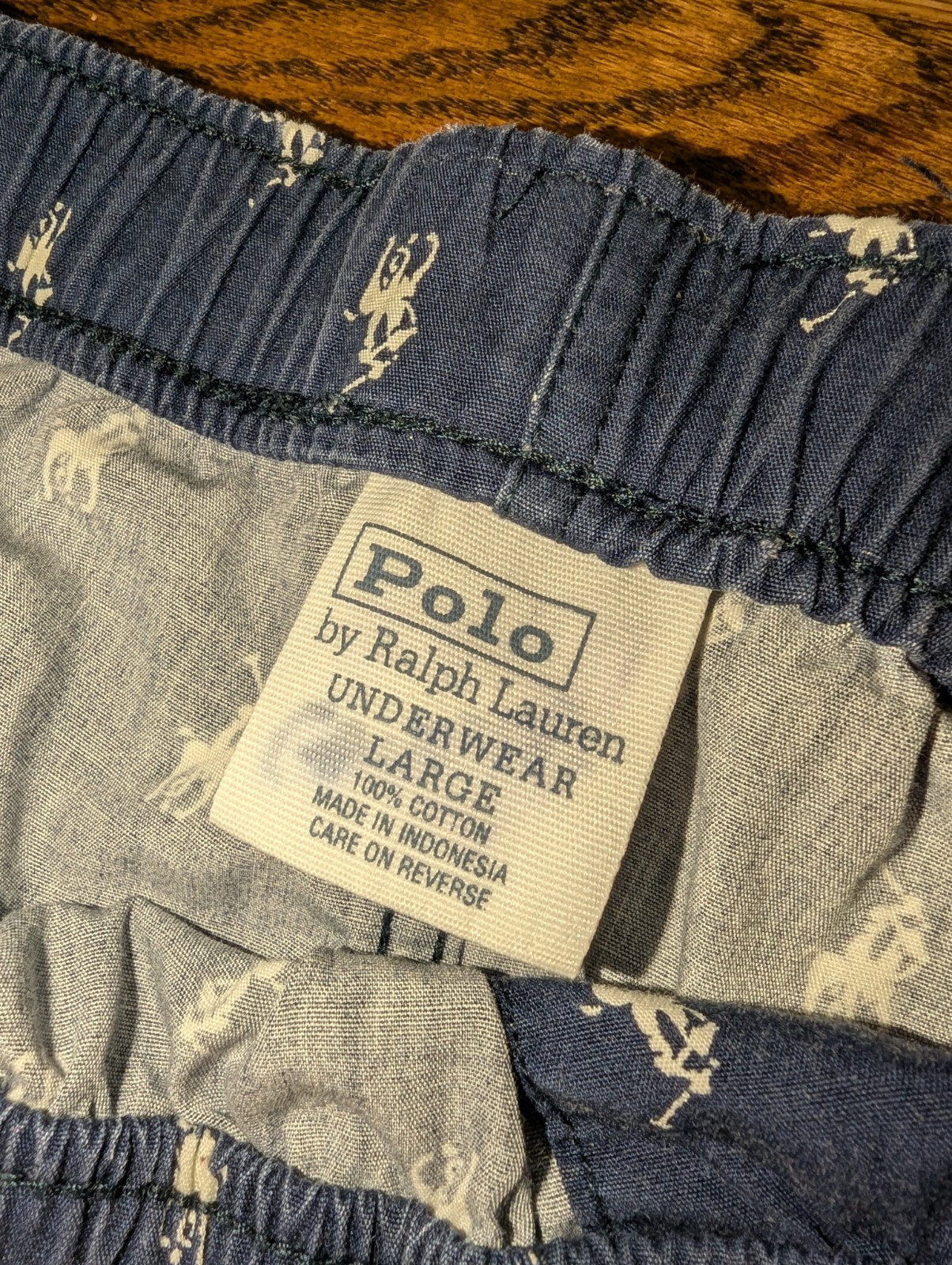 Polo Ralph Lauren Pigiama Pantalone Uomo XL Blu Pony Preppy Stampa All Over Sonno