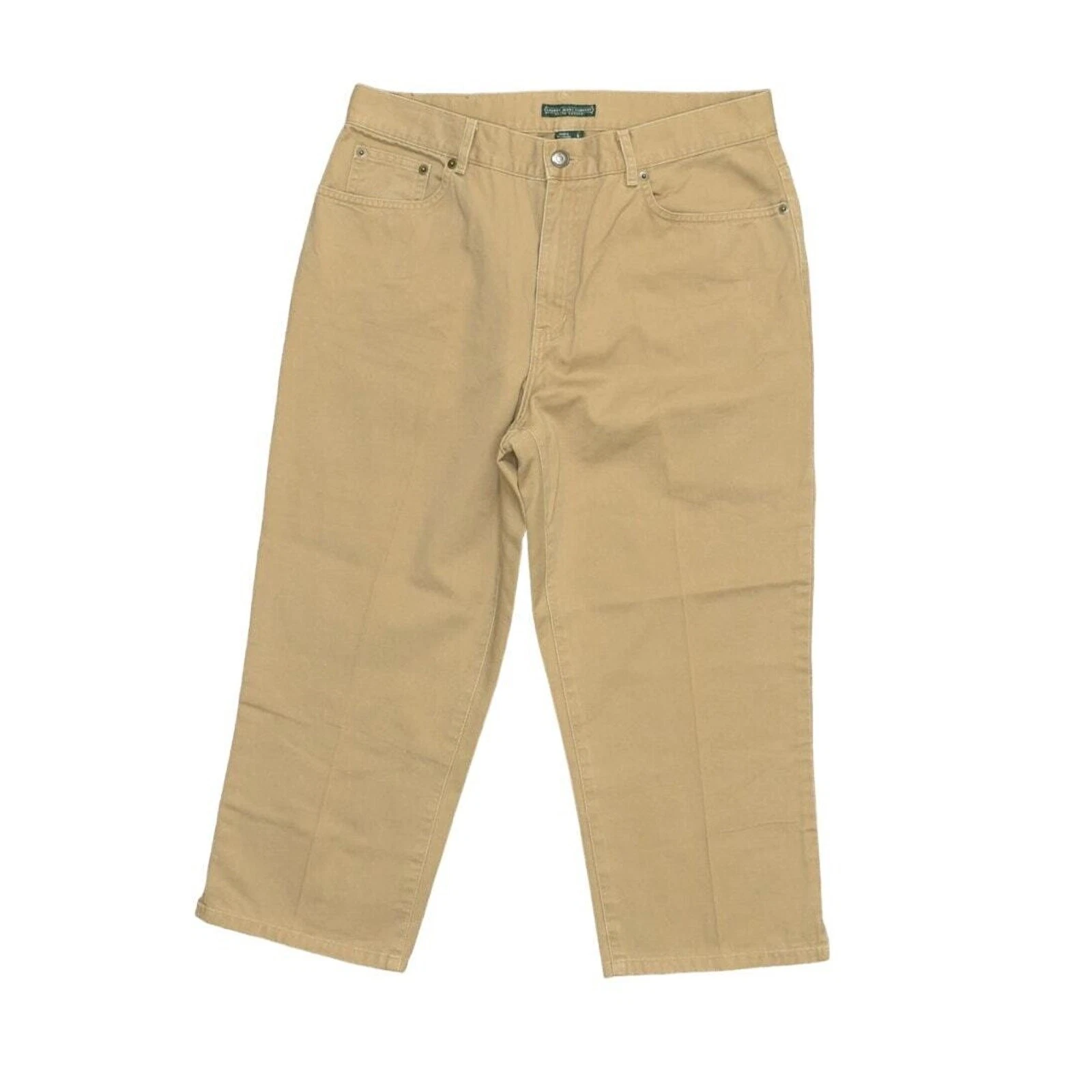 Lauren Ralph Lauren Brown Capri Pants 100% Cotton Size 8 Zip Solid Straight