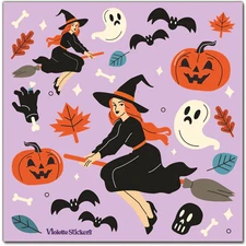Violette Stickers Spooky Halloween Witch Ghost  Pumpkins Crafts Planner Supply