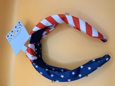 Patriotic American Flag Knot Headband Rhinestone Stars  Stripes Red White Blue